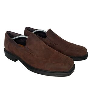 Ecco Helsinki 2 Nubuck Loafers Leather Slip On Shoes Brown Men 12